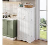 60 × 35 × 128 cm, bianco, armadio da cucina multifunzionale con lampada a sensore LED, ripiani regolabili in altezza, doppia porta con vano portaoggetti, dispositivo di protezione antiribaltamento