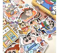 60 adesivi a tema Shin-Chan Crayon in una confezione regalo, espressioni anime carine, decorazione per quaderni e agende, adesivi impermeabili Scatola regalo da 60 pezziCarta tessile