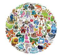 60 adesivi My singing monster per adolescenti e adulti, adesivi in vinile impermeabili per giochi fantastici per laptop, bottiglie d'acqua, skateboard, chitarra