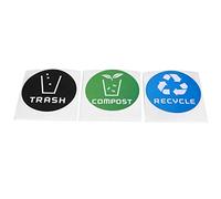 60 adesivi rotondi in PVC riutilizzabili per contenitori dei rifiuti, vetrate, carrelli da collezione, bidoni della spazzatura, bottiglie di smistamento, lattine