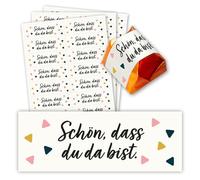 60 adesivi Schön, dass du da bist - Bomboniera Sticker adatto per Küsschen I dv1356