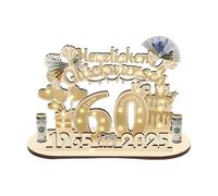 60° anniversario centrotavola per tavoli, 60° anniversario per tavolo | Pannelli per ufficio di compleanno in legno - Decorazioni per libri degli ospiti per ufficio, ornamento per vassoio multin