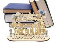 60° anniversario centrotavola per tavoli - pannello vassoio multilivello in legno, decorazioni per libri degli ospiti per ufficio, ornamento per vassoio multilivello in legno