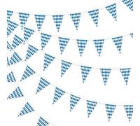 60 bandierine per Oktoberfest, bandiere triangolari per Oktoberfest, decorazione bavarese a quadri, ghirlanda Octoberfest per feste per interni ed esterni (10 metri, 3 pezzi)