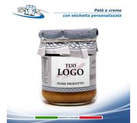 60 barattoli da 180g Paté e Creme salate e piccanti etichetta personalizzabile