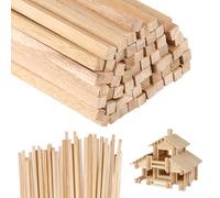 60 bastoncini di legno Tung per artigianato, strisce di legno lunghe quadrate, non finite, per modelli fai da te fatti a mano, arte, decorazione della casa (6 x 6 x 300 mm)