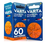 60 Batterie Apparecchi Acustici Misura 13 Arancioni PR48 VARTA Zinco Aria Tensione Stabile Lunga Durata a Prova di Perdite Compatibili con Tutti i Dispositivi Made in Germany - 10 Blister da 6 Pile