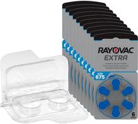 60 batterie per apparecchi acustici Rayovac Extra Advanced PR44 blu 675 + sca...