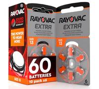 60 Batterie per Apparecchi Acustici Rayovac Extra Misura 13 Arancioni