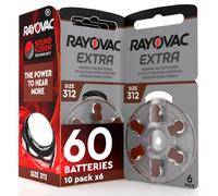 60 Batterie per Apparecchi Acustici Rayovac Misura Extra 312 Sound Fusion Techno