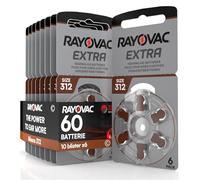 60 Batterie per Apparecchi Acustici Rayovac Misura Extra 312 Sound Fusion Technology - 10 Blister da 6 Pile