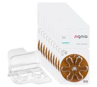 60 batterie per apparecchi acustici Siemens Signia PR41 marrone 312 + scatola...