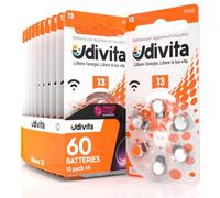 60 Batterie per Apparecchi Acustici Udivita Misura 13 PR48 a Lunga Durata con Tecnologia Phono Pulse - 10 Blister da 6 Pile