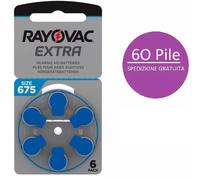 60 pile batterie per apparecchi acustici RAYOVAC EXTRA 675 blu PR44