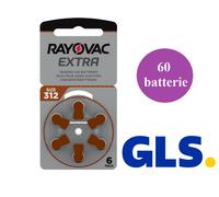 60 Batterie per apparecchi acustici 312 RAYOVAC EXTRA PR41 60 pile