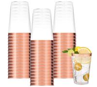 60 bicchieri da festa in plastica dura da 10 oz/300 ml, con taglio oro rosa, riutilizzabili, per bevande, champagne, cocktail, in plastica per compleanni, matrimoni