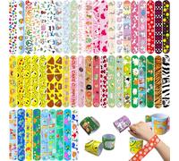 60 braccialetti schiaffi per bambini, braccialetti colorati con animali, amicizia, galassia, dinosauri, cuore, ciambella, bomboniere, premi in classe, regali di compleanno, regali di scambio di