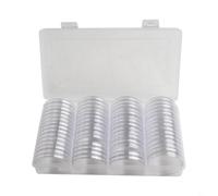 60 capsule per monete da 41 mm, in plastica trasparente, con scatola organizer per medaglie e monete