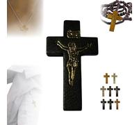 60 ciondoli a forma di croce in legno naturale, per uomini e donne, piccole croci in legno sfuso, regali per bibbia, bomboniere pasquali, croce per specchio dell'auto (nero)