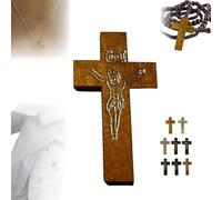 60 ciondoli a forma di croce in legno naturale, per uomini e donne, piccole croci in legno sfuso, regali per versi della Bibbia, bomboniere, croce per specchio auto (marrone medio)