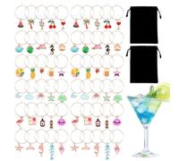 60 ciondoli per vino, riutilizzabili per calici con sacchetti di stoffa, anelli in vetro da spiaggia, amuleti, divertenti ciondoli per estate, Natale, degustazioni di vino, matrimoni, 2.5 cm, Zinco