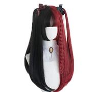 60 cm / 65 cm Lolita Ombre nero misto rosso scoppi resistenti al calore parrucca cosplay carino sintetico + cappuccio parrucca A120 dritto
