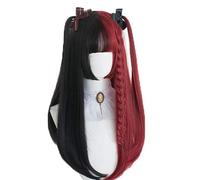 60 cm / 65 cm Lolita Ombre nero misto rosso scoppi resistenti al calore parrucca cosplay carino sintetico + cappuccio parrucca A120 dritto
