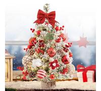 60 CM Albero di Natale Piccolo, Albero di Natale da Tavolo con Illuminazione, Mini Albero di Natale con Neve, Albero di Natale Piccolo con Luci Incorporate, Albero di Natale da Scrivania
