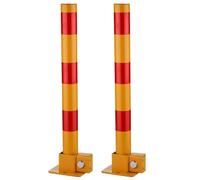 60 cm Dissuasore di Sicurezza con Serratura Barriera Parcheggio Auto Posta Pieghevole Palo di Barriera di Blocco per Auto, Paletti di Intercettazione(Red Yellow,2pcs)