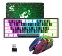 60% Compatto Tastiera E Maus Wireless Gaming Retroilluminata - 2.4G 61 Tasti 3800mAh Type-c Ricaricabile RGB LED Keyboard - 2400 DPI Luce Respiratoria Mouse Per PC Xbox Copritasti in Bianco E Nero