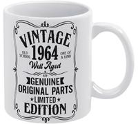 60° compleanno 1964 Vintage Ben invecchiato per uomini e donne Tazze da caffè Novità Tazza da caffè Tazza da tè in ceramica stampata su entrambi i lati per mamma Papà Amico Moglie Marito Regalo 11 oz