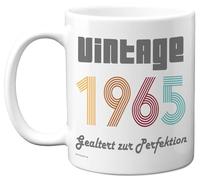 60° compleanno - 'Vintage 1965 invecchiato alla perfezione' tazza - compleanno retrò per uomini e donne, 325 ml tazza in ceramica premium lavabile in lavastoviglie