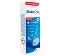 60 Compresse Steradent Express Effervescenti Triple Action Plus per la Pulizia d