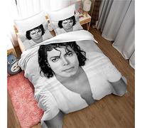 60 Cotone A Fiocco Lungo Michael Jackson, Cantante Idol 3 Pezzi 3D Graffiti Biancheria Da Letto Copripiumino Primavera E Autunno Piumino Semplice (Stile 04,150x200cm)
