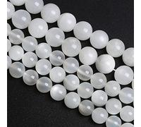 60 distanziali in pietra di luna bianca naturale di qualità AAA, 6 mm, per la creazione di gioielli, bracciali, 38 cm, 1 filo