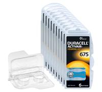 60 Duracell Activair Batterie per Apparecchi Acustici PR44 Blu 675 + Box 2 Celle