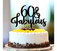 60 & Fabulous 60th Happy Birthday Cake Toppers Custom Name Any Age Number Sixty 60 Years Old Happy Birthday Party Supplies 60th Anniversary Birthday Keepsake Gifts For Men Women Acrylic Black 15,2 cm