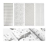 60 Fogli Carta Velina per Confezioni Regalo, Metallizzata Carta Da Imballaggio con Puntini Strisce Stella per DIY Artigianato Compleanno Matrimonio Ringraziamento Natale, 50x70 cm, 4 Stili (Argento)