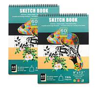 60 fogli con copertina rigida per rilegatura ad anello per facilitare la rotazione delle pagine da disegno, libri di carta per artisti, con tre colori di carta da disegno per bambini