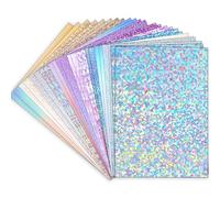 60 fogli di cartoncino olografico formato A4, 250 g/m², metallizzato, glitterato, iridescente, a specchio, carta spessa, per artigianato, creazione di biglietti, decorazioni per feste, album di