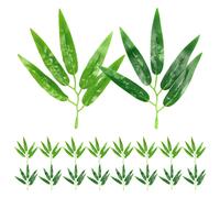 60 foglie di bambù in plastica artificiale, foglie finte, steli, disposizione