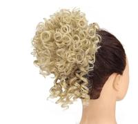 60 g di cordoncino elastico, capelli sciolti, ondulati, ricci, sintetici, Messy Bun Piece Buns, extension per capelli da donna, colore marrone scuro (biondo platino)