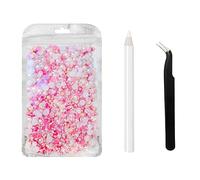 60 g di perline e strass misti con retro piatto per fai da te, con 1 penna a puntino, 1 pinzetta, adesivi per perle di imitazione, strass
