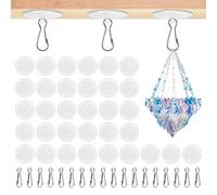 60 ganci autoadesivi da soffitto, trasparenti, senza foratura, con 60 pezzi, bottoni adesivi extra forti per camera da letto, cucina, parete