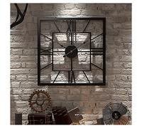 60"Grande Orologio da Parete con Specchio,Numeri Romani Quadrati Movimento al Quarzo Silenzioso Orologio da Parete in Metallo per la Decorazione Domestica del Soggiorno,Senza Specchio,60CM/23.6IN