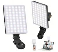 60 LED ad alta potenza ricaricabile con molletta per videoconferenze, con molletta anteriore e posteriore, 3 modalità di illuminazione regolabili per telefono, compatibile con , Android, iPad, laptop,