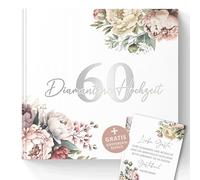 60 libro degli ospiti per matrimonio con diamanti da compilare foto, da incollare - Idea regalo originale per il 60° anniversario di matrimonio per i genitori - Bianco senza domande, 72 pagine (60