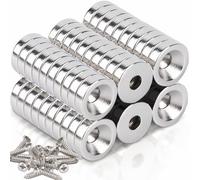 60 magneti al neodimio con foro 12x3 mm apertura 4 mm magnete con base in acciaio a testa svasata con viti, piccolo magnete extra forte per lavagna magnetica, armadio della cucina