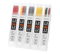 60 mine colorate assortite da 2,8 mm per carpentiere, 5 scatole di mine rosse, nere, gialle, blu, verdi, bianche, per la lavorazione del legno, strumenti per la scrittura e il disegno, per lavori di