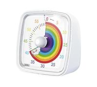 60-Minute Visual Timer with Night Light, Countdown & Pomodoro Timer, Rainbow Pattern for Kids Adults - White by XinHan